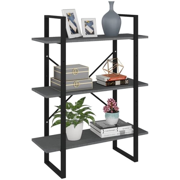 vidaXL bogreol med 3 hylder 80x30x105 cm massivt fyrretræ grå -  Bogskabe & reoler