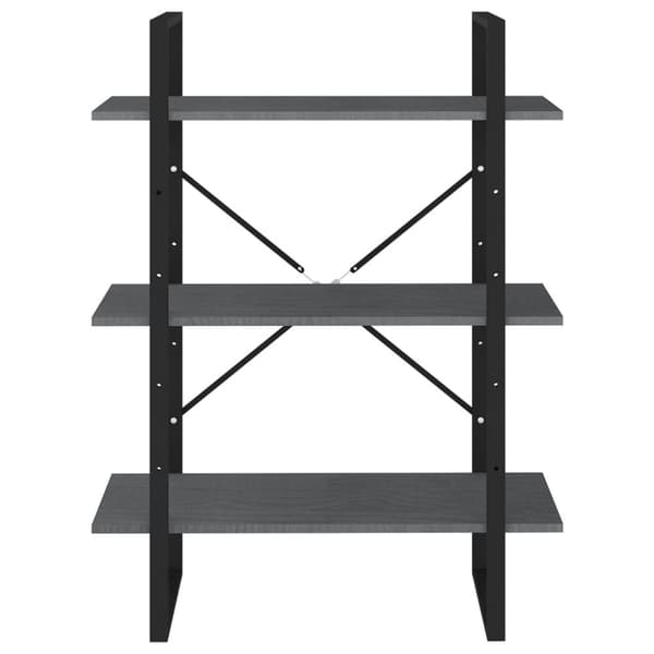 vidaXL bogreol med 3 hylder 80x30x105 cm massivt fyrretræ grå -  Bogskabe & reoler