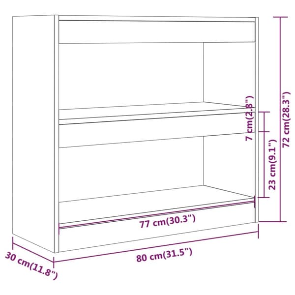 vidaXL bogreol/rumdeler 80x30x72 cm betongrå - Bogskabe & reoler