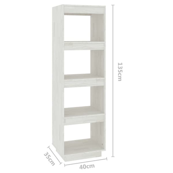 vidaXL bogreol/rumdeler 40x35x135 cm massivt fyrretræ hvid -  Bogskabe & reoler