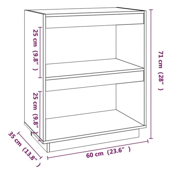 vidaXL bogreol 60x35x71 cm massivt fyrretræ -  Bogskabe & reoler