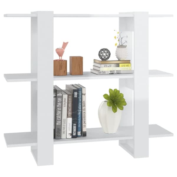 vidaXL bogskab/rumdeler 100x30x87 cm spånplade hvid højglans -  Bogskabe & reoler