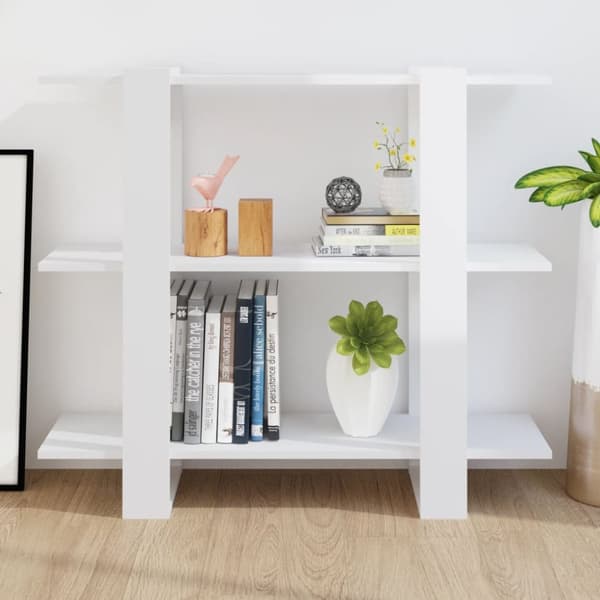 vidaXL bogskab/rumdeler 100x30x87 cm spånplade hvid højglans -  Bogskabe & reoler