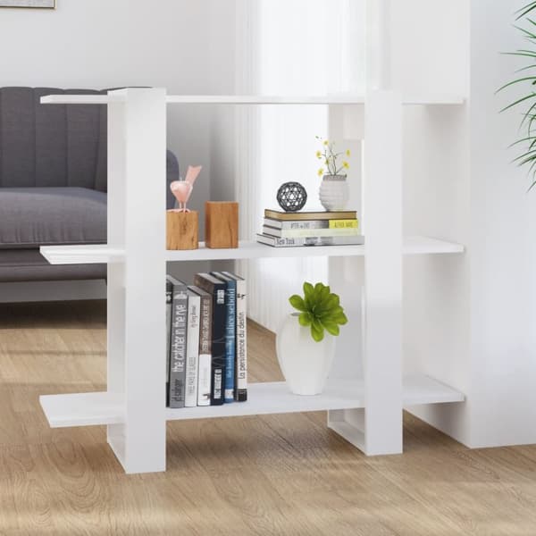 vidaXL bogskab/rumdeler 100x30x87 cm spånplade hvid højglans -  Bogskabe & reoler
