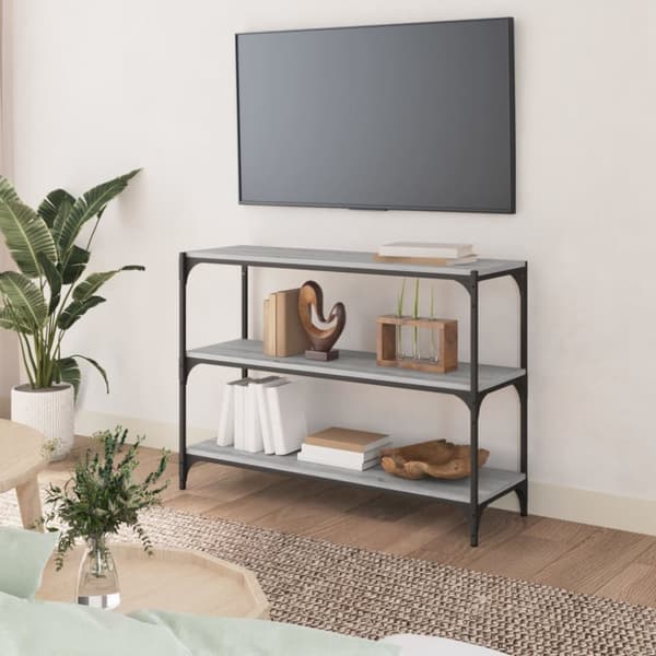 vidaXL bogreol 100x33x70,5 cm konstrueret træ og stål grå sonoma-eg -  Bogskabe & reoler