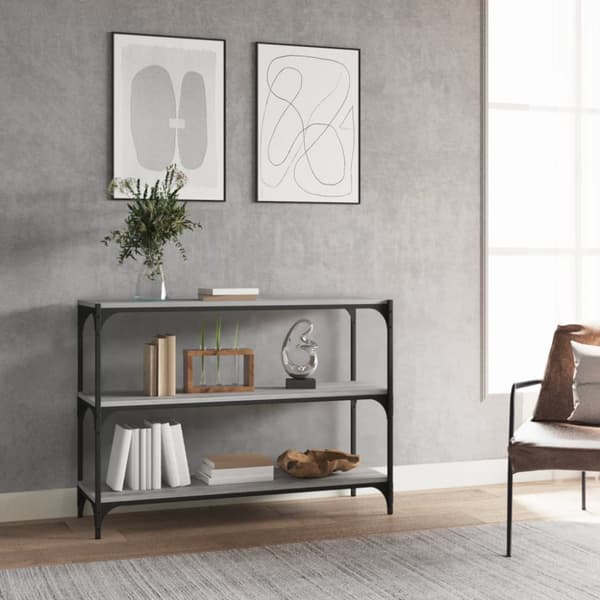vidaXL bogreol 100x33x70,5 cm konstrueret træ og stål grå sonoma-eg -  Bogskabe & reoler