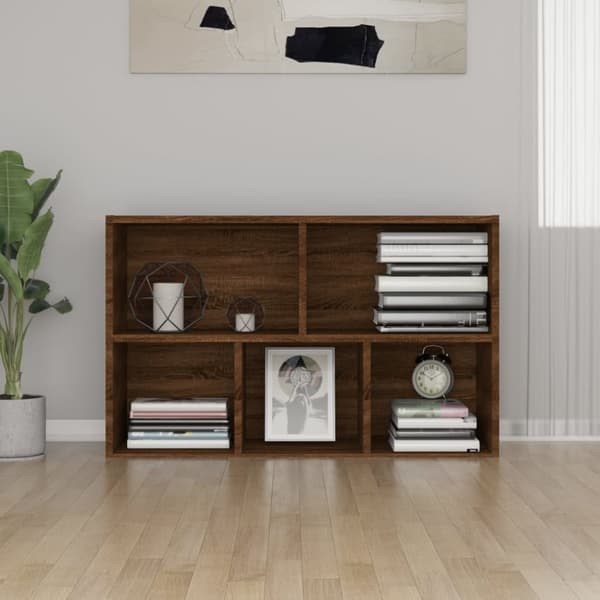 vidaXL bogreol/skænk 50x25x80 cm konstrueret træ brun egetræsfarve - Bogskabe & reoler