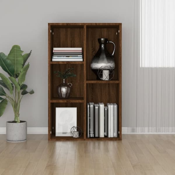 vidaXL bogreol/skænk 50x25x80 cm konstrueret træ brun egetræsfarve - Bogskabe & reoler