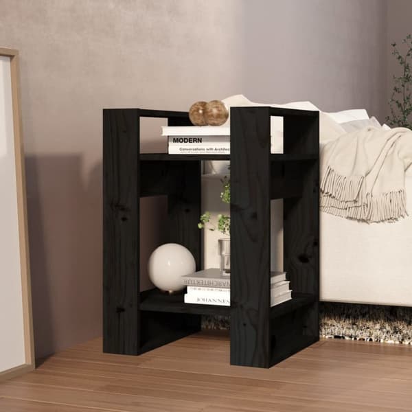 vidaXL Kirjahylly/tilanjakaja musta 41x35x57 cm täysi mänty - Kirjahyllyt