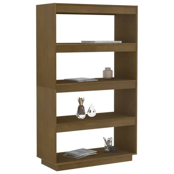 vidaXL bogreol/rumdeler 80x35x135 cm massivt fyrretræ gyldenbrun - Bogskabe & reoler