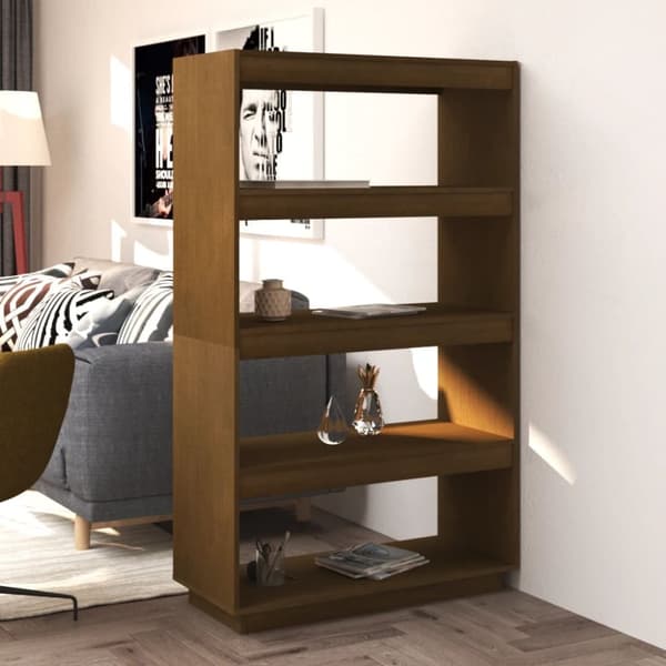 vidaXL bogreol/rumdeler 80x35x135 cm massivt fyrretræ gyldenbrun -  Bogskabe & reoler