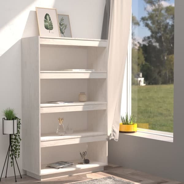 vidaXL bogreol/rumdeler 80x35x135 cm massivt fyrretræ hvid - Bogskabe & reoler
