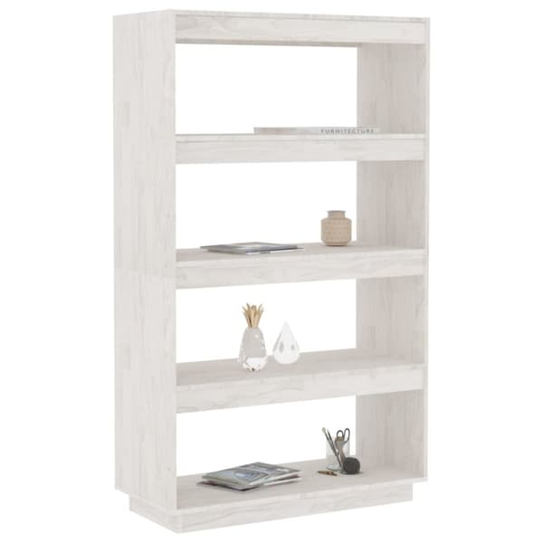 vidaXL bogreol/rumdeler 80x35x135 cm massivt fyrretræ hvid - Bogskabe & reoler