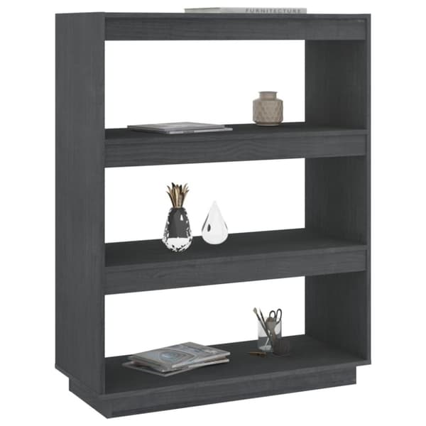 vidaXL bogreol/rumdeler 80x35x103 cm massivt fyrretræ grå - Bogskabe & reoler