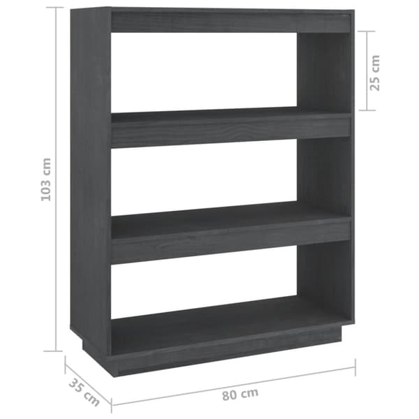 vidaXL bogreol/rumdeler 80x35x103 cm massivt fyrretræ grå - Bogskabe & reoler