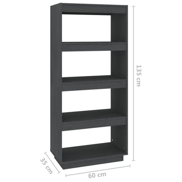 vidaXL bogreol/rumdeler 60x35x135 cm massivt fyrretræ grå - Bogskabe & reoler