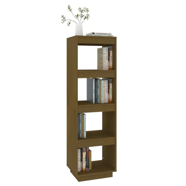 vidaXL bogreol/rumdeler 40x35x135 cm massivt fyrretræ gyldenbrun -  Bogskabe & reoler