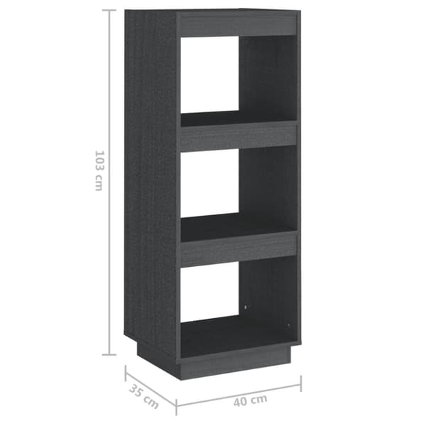 vidaXL bogreol/rumdeler 40x35x103 cm massivt fyrretræ grå -  Bogskabe & reoler