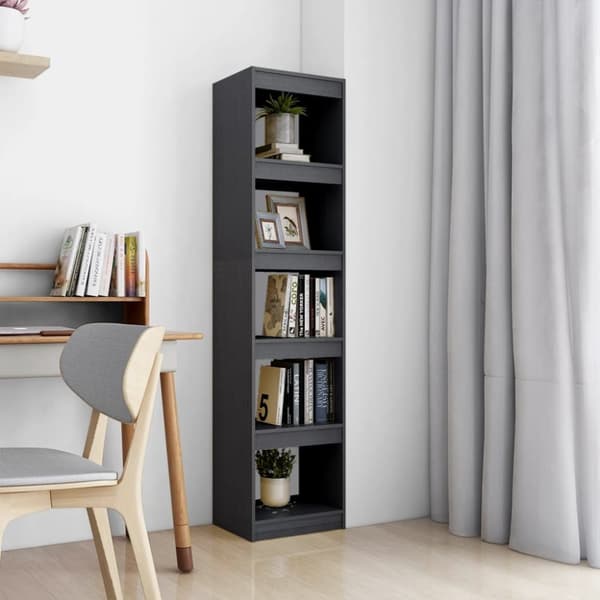 vidaXL Bokhylla/rumsavdelare grå 40x30x167,5 cm massiv furu -  Bokhyllor & fristående hyllor