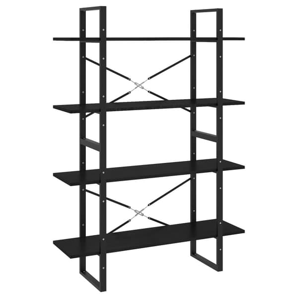 vidaXL bogreol med 4 hylder 100x30x140 cm massivt fyrretræ sort -  Bogskabe & reoler