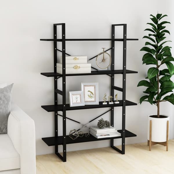 vidaXL bogreol med 4 hylder 100x30x140 cm massivt fyrretræ sort -  Bogskabe & reoler