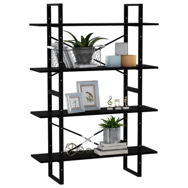vidaXL bogreol med 4 hylder 100x30x140 cm massivt fyrretræ sort -  Bogskabe & reoler