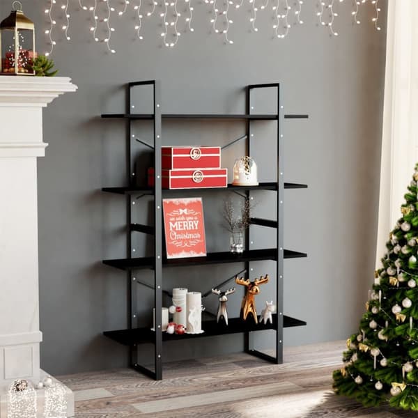vidaXL bogreol med 4 hylder 100x30x140 cm massivt fyrretræ sort -  Bogskabe & reoler
