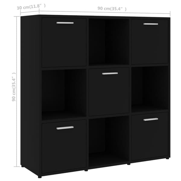 vidaXL Bokhylla svart 90x30x90 cm konstruerat trä -  Bokhyllor & fristående hyllor