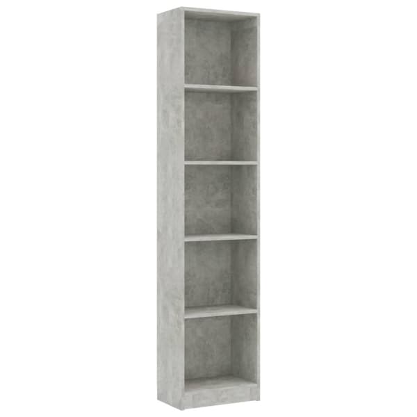 vidaXL bogreol med 5 hylder 40x24x175 cm konstrueret træ betongrå -  Bogskabe & reoler