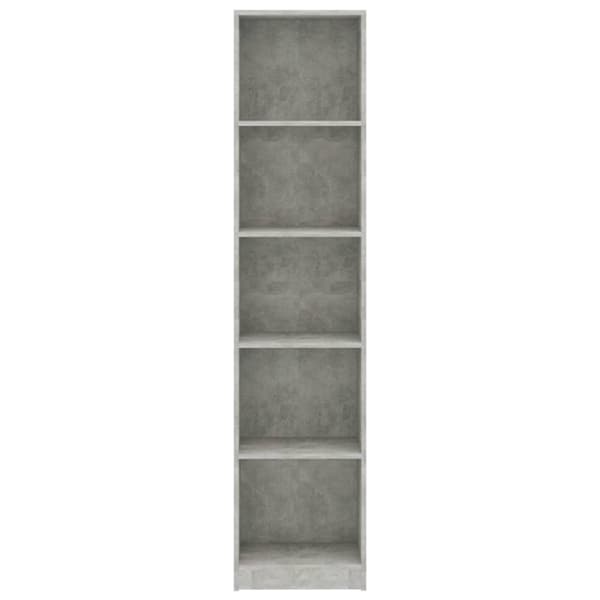 vidaXL bogreol med 5 hylder 40x24x175 cm konstrueret træ betongrå -  Bogskabe & reoler