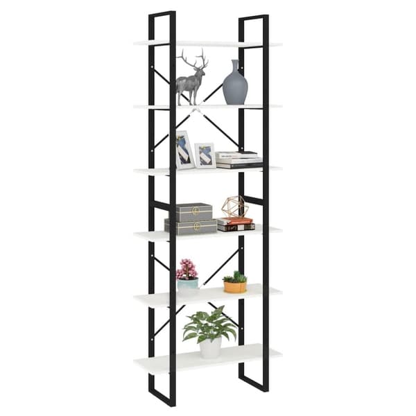 vidaXL reol 80x30x210 cm massivt fyrretræ hvid - Bogskabe & reoler