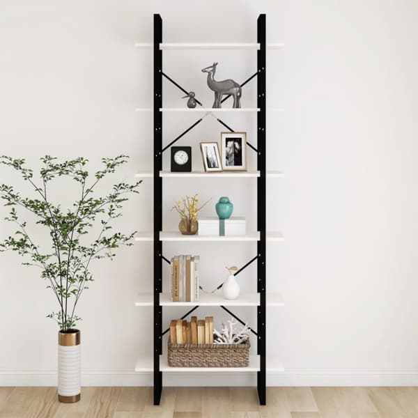 vidaXL reol 80x30x210 cm massivt fyrretræ hvid - Bogskabe & reoler