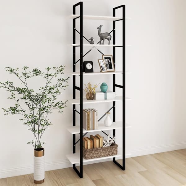 vidaXL reol 80x30x210 cm massivt fyrretræ hvid - Bogskabe & reoler