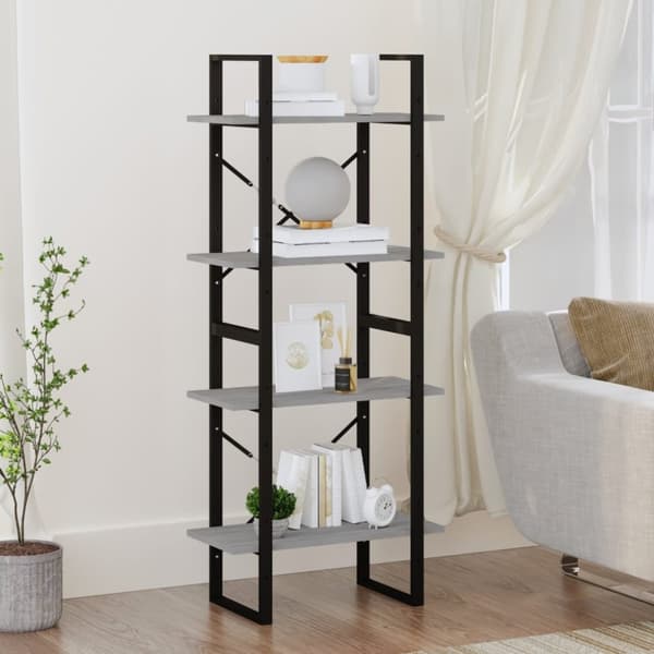 vidaXL bogreol m. 4 hylder 60x30x140 cm konstrueret træ grå sonoma - Bogskabe & reoler
