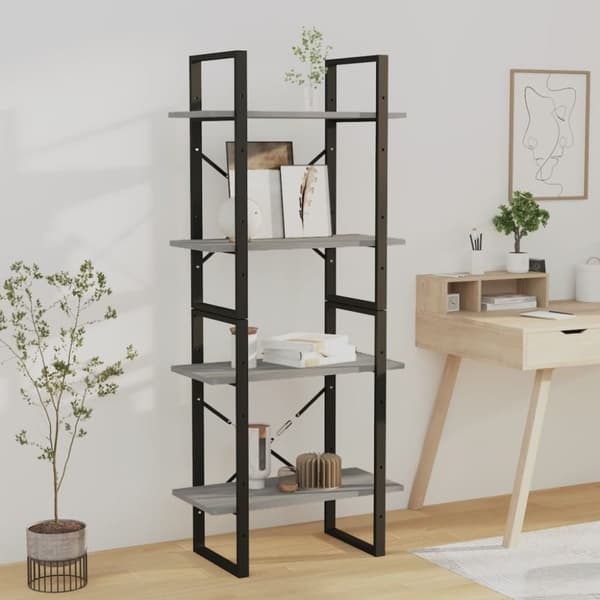vidaXL bogreol m. 4 hylder 60x30x140 cm konstrueret træ grå sonoma - Bogskabe & reoler
