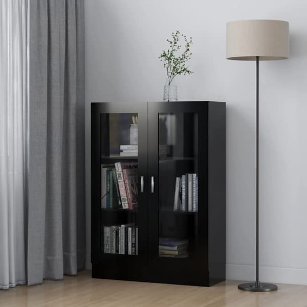 vidaXL vitrineskab 82,5x30,5x115 cm spånplade sort -  Bogskabe & reoler