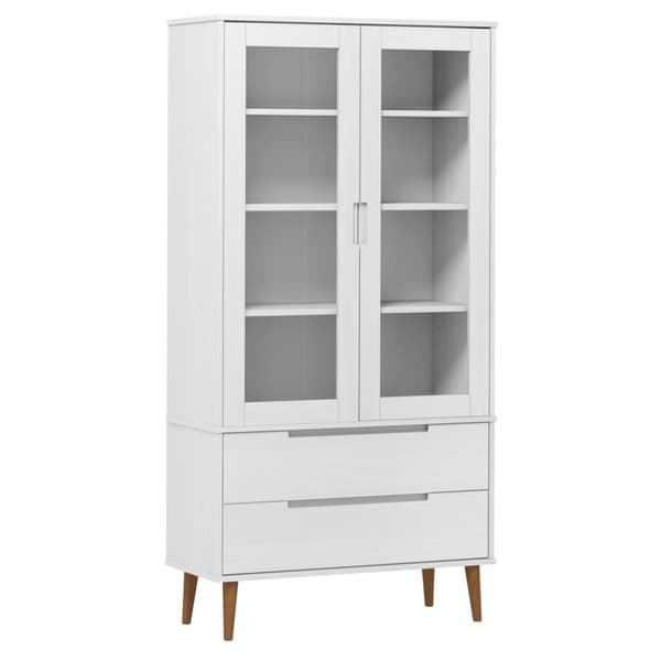 vidaXL Vitrinskåp MOLDE vit 90x35x175 cm massiv furu -  Bokhyllor & fristående hyllor