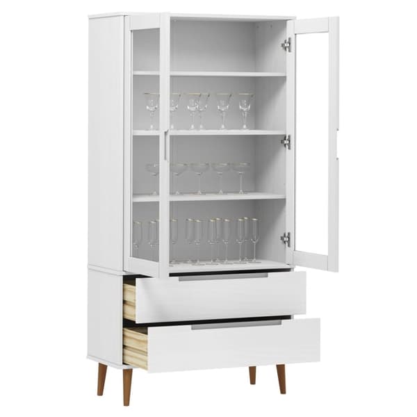 vidaXL Vitrinskåp MOLDE vit 90x35x175 cm massiv furu -  Bokhyllor & fristående hyllor