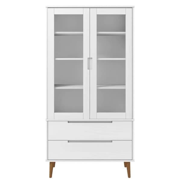 vidaXL Vitrinskåp MOLDE vit 90x35x175 cm massiv furu -  Bokhyllor & fristående hyllor