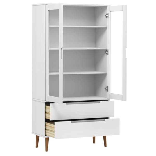 vidaXL Vitrinskåp MOLDE vit 90x35x175 cm massiv furu -  Bokhyllor & fristående hyllor