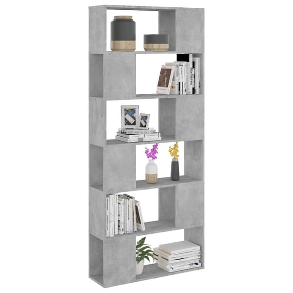vidaXL bogreol/rumdeler 80x24x186 cm spånplade betongrå -  Bogskabe & reoler