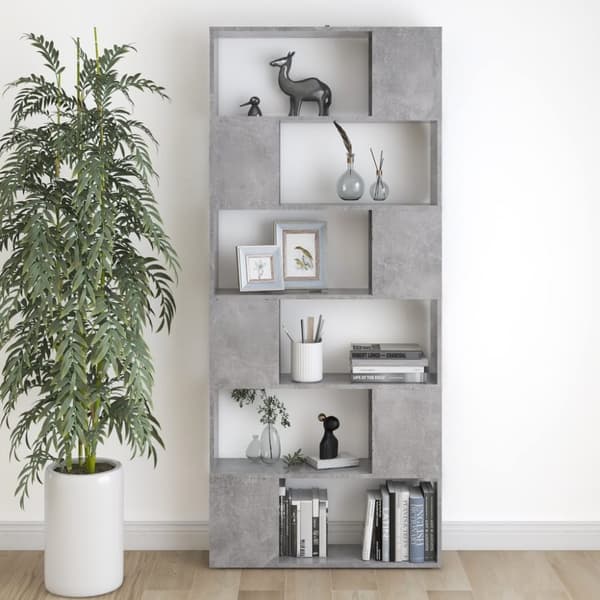 vidaXL bogreol/rumdeler 80x24x186 cm spånplade betongrå -  Bogskabe & reoler