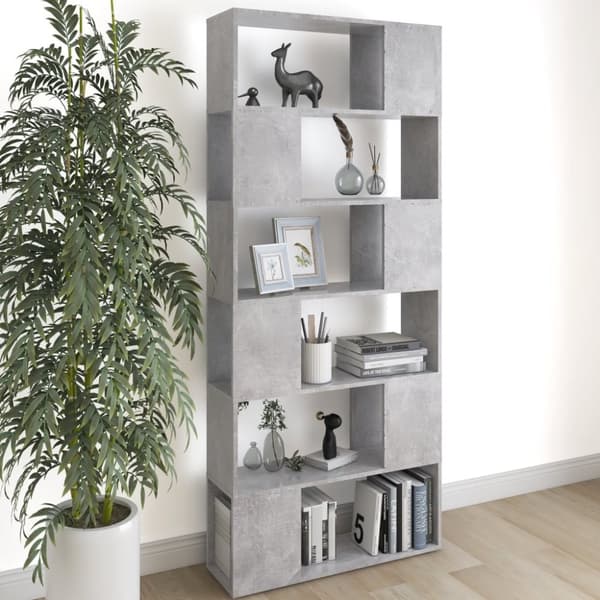 vidaXL bogreol/rumdeler 80x24x186 cm spånplade betongrå -  Bogskabe & reoler