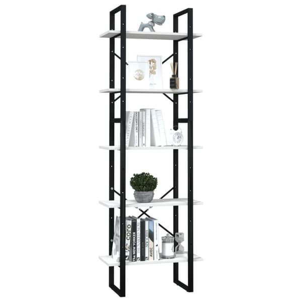 vidaXL bogreol med 5 hylder 60x30x175 cm fyrretræ hvid -  Bogskabe & reoler