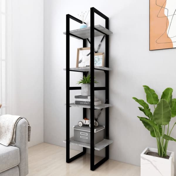 vidaXL bogreol m. 4 hylder 40x30x140 cm konstrueret træ grå sonoma - Bogskabe & reoler