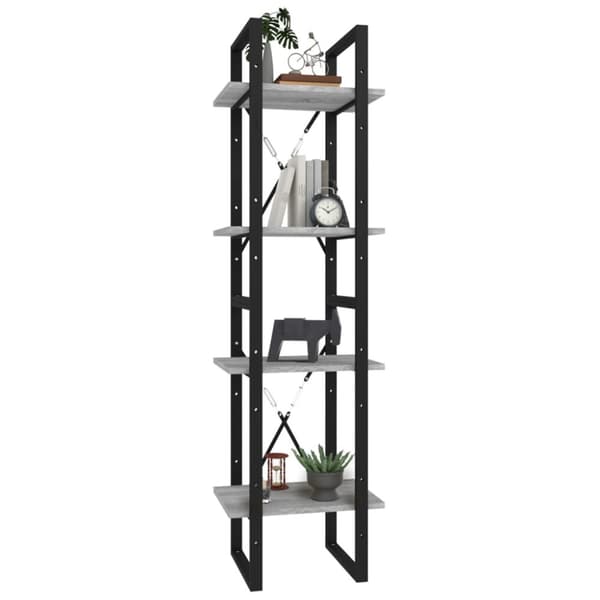 vidaXL bogreol m. 4 hylder 40x30x140 cm konstrueret træ grå sonoma - Bogskabe & reoler