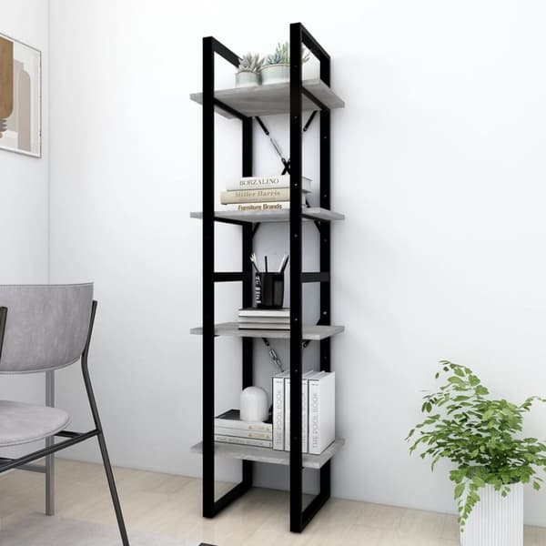 vidaXL bogreol m. 4 hylder 40x30x140 cm konstrueret træ grå sonoma - Bogskabe & reoler