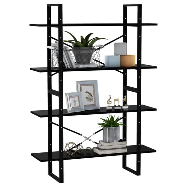 vidaXL bogreol med 4 hylder 100x30x140 cm spånplade sort - Bogskabe & reoler