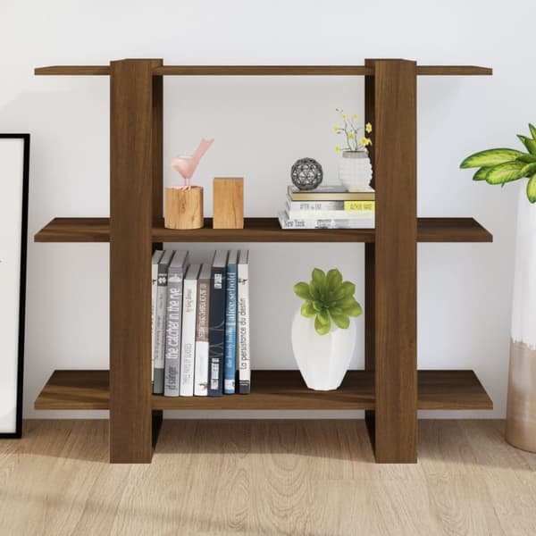 vidaXL bogreol/rumdeler 100x30x87 cm brun egetræ -  Bogskabe & reoler