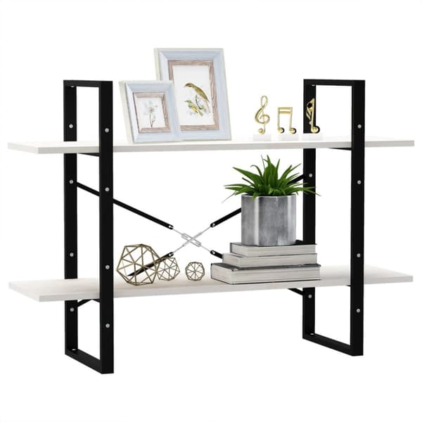 vidaXL bogreol med 2 hylder 100x30x70 cm massivt fyrretræ hvid -  Bogskabe & reoler